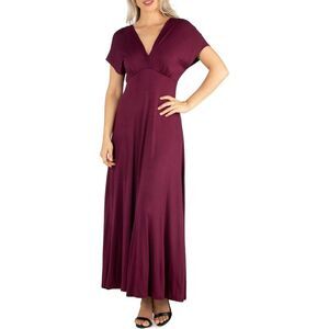 24seven Womens Empire Waist Maxi Dress, Purple, NWT